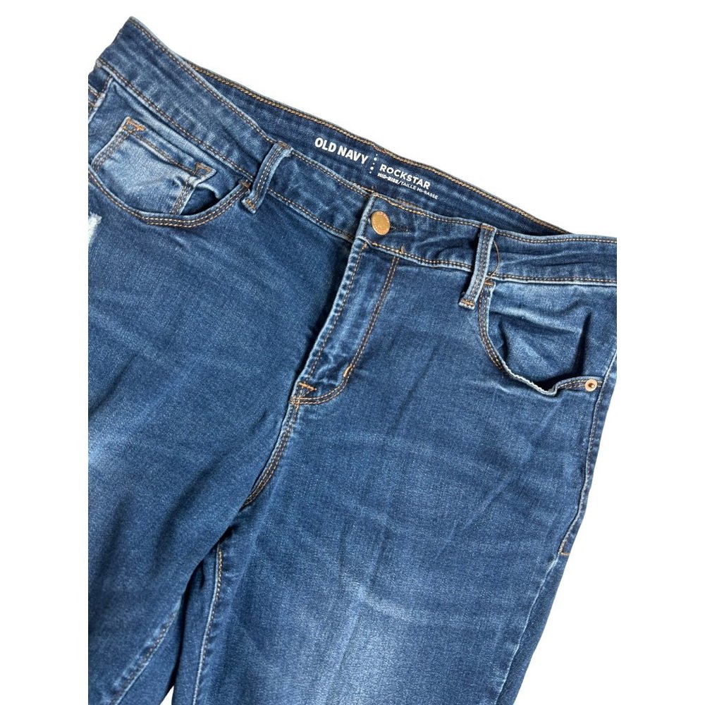 Old Navy‎ Women's Rockstar Mid-Rise Distressed Blue Jeans Size 12